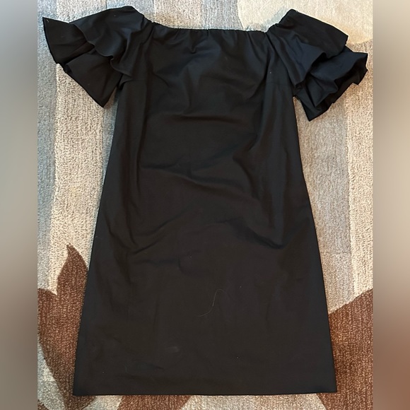 Club Monaco Arnar Off-the-Shoulder Black Cotton A-Line Mini Dress - Picture 8 of 10